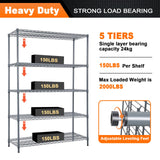 Land Guard 5 Tier Storage Racks and Shelving - 48" L x 20" W x 72" H Heavy Steel Material Pantry Shelves - Each Unit Loads 350 Pounds Wire Shelf, Land Guard