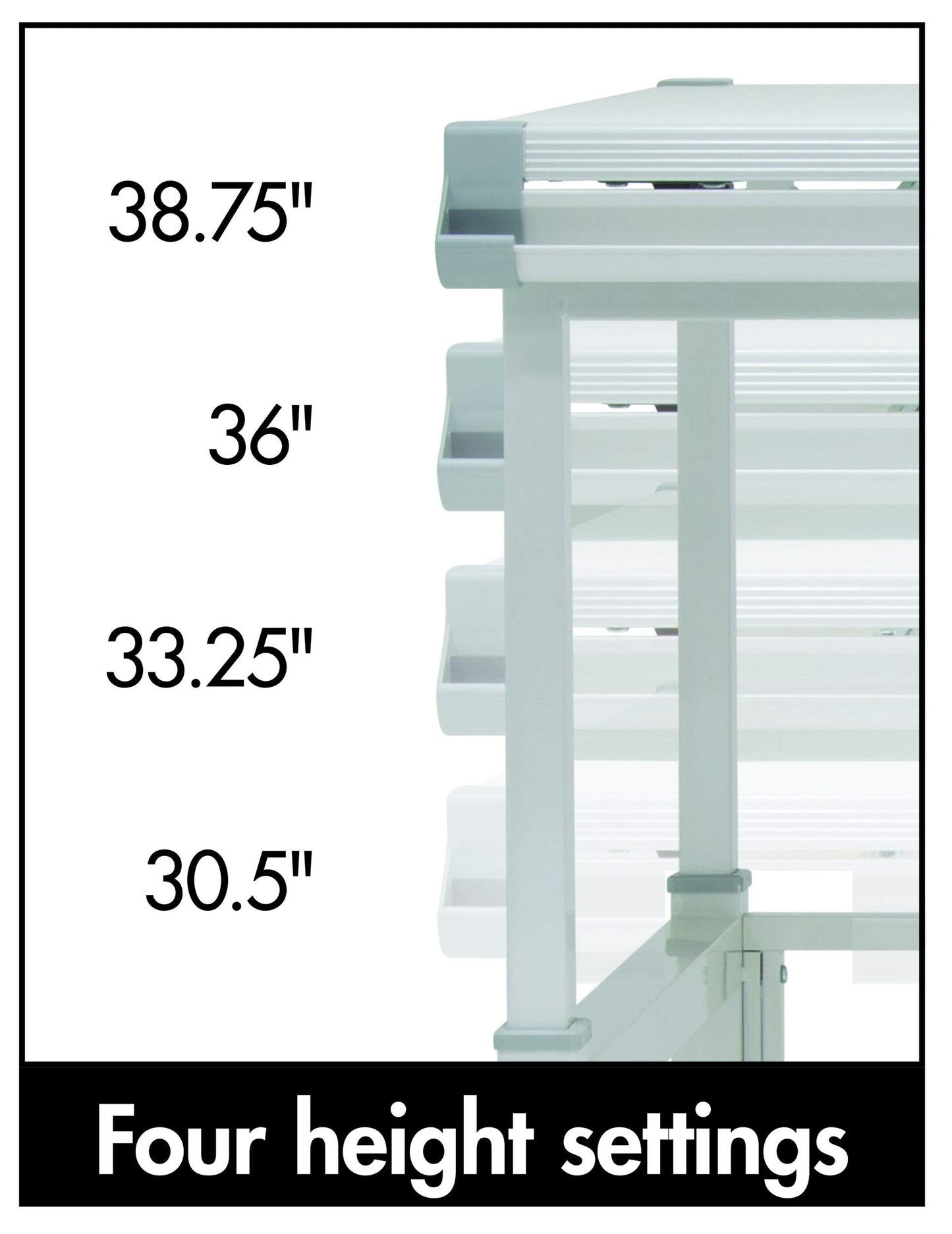 Studio Designs Graphix II Pro Line Split Top Height Adjustable Drafting, Drawing Table with 39.5" x 30" Tilting Top,White - WoodArtSupply