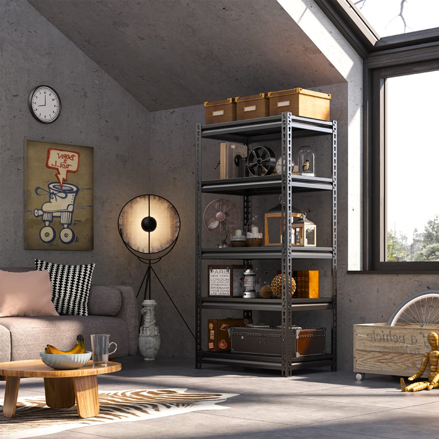 REIBII Garage Shelving Heavy Duty Storage Shelves Loads 1690 LBS, Adjustable Metal Shelving Units and Storage Metal Shelves for Storage Rack Shelf REIBII