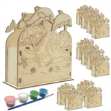 Oojami Wooden Dolphin Beach Crafting Kit: 12 DIY Unfinished Dolphin Beach Decoration Party Favors Supplies Ideal for Kids and Adults of All Ages with Oojami