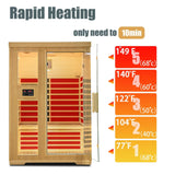 Far Low Infrared Indoor Sauna,2 Person Home Hemlock Wooden Dry Sauna Set,1750W Personal Sauna Room Home Workout Use,Birthday Anniversary Christmas Homsido