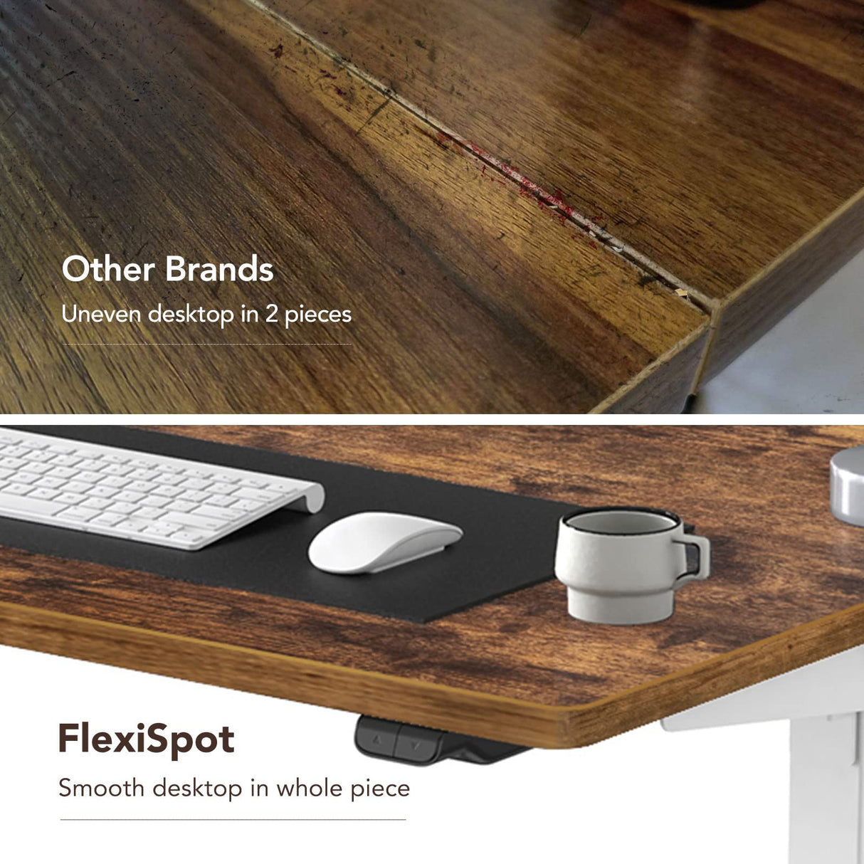 FLEXISPOT Electric Height Adjustable Standing Desk, 48 x 24 Inches, Black Frame/Rustic (EC1 Classic 48, Rustic 2 Packages) FLEXISPOT