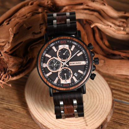 BOBO BIRD S18-1 Personalized Engraved Wood Watch Customized Wooden Watches for Husband Boyfriend Birthday Anniversary (Customized+Box) - WoodArtSupply