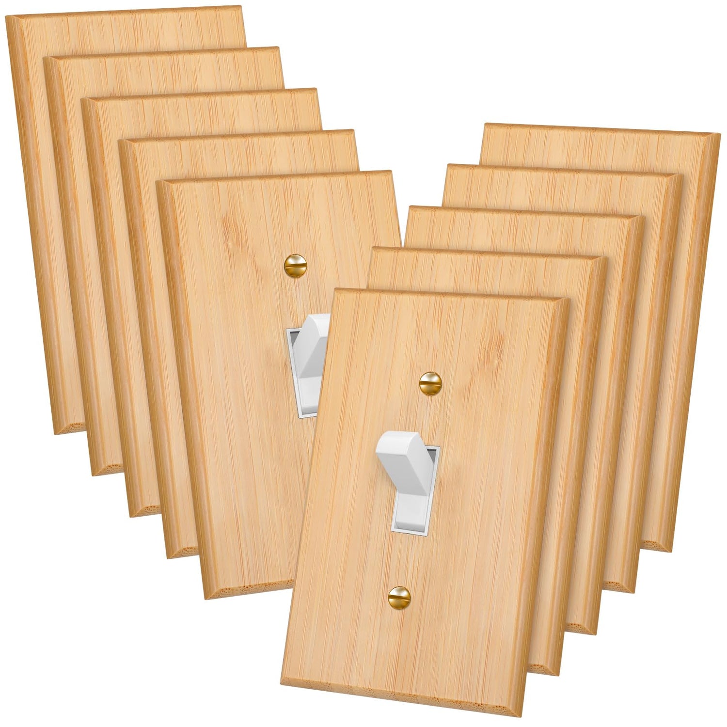 Pinkunn 10 Pieces Solid Wood Light Switch Plate Outlet Covers 4.5 x 2.76 Inch Bamboo Wooden Decorative Wall Plate for Bedroom Kitchen Home (Single Pinkunn