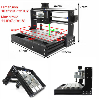 CNCTOPBAOS CNC 3018 Pro Wood Router Kit 3 Axis USB DIY Mini Engraver Milling Engraving Machine Cutter Plastic Acrylic PCB PVC Carving GRBL Control