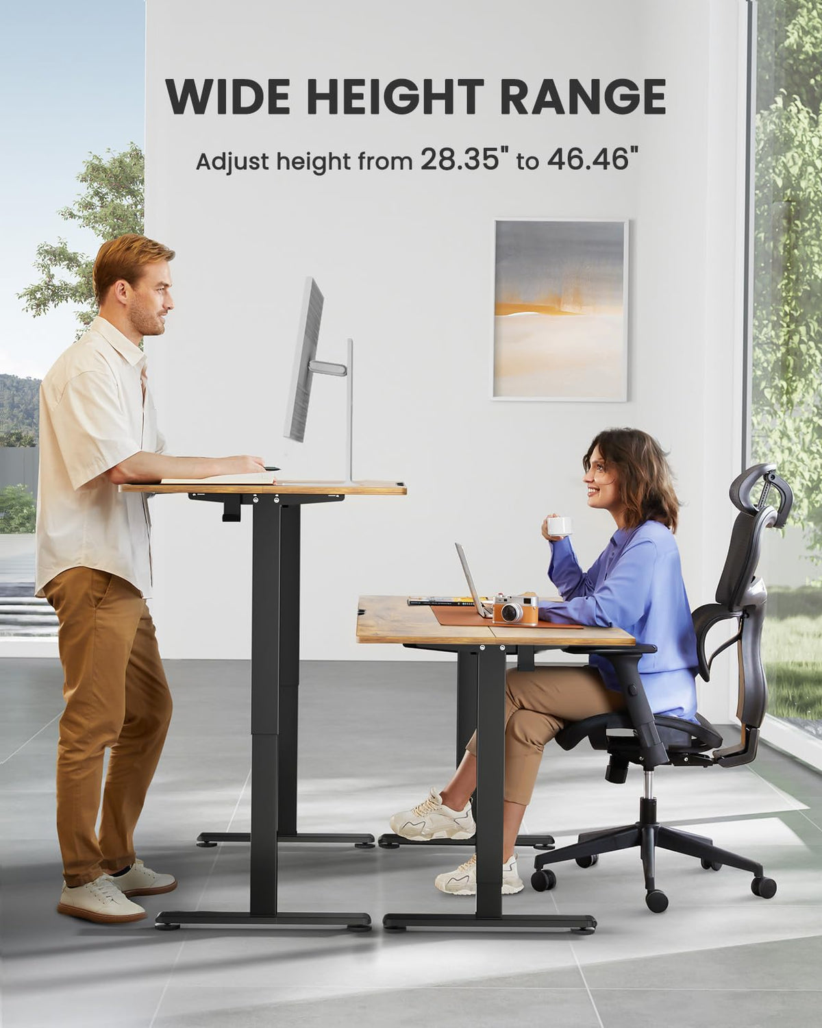 ErGear Height Adjustable Electric Standing Desk, 48 x 24 Inches Sit Stand up Desk, Memory Computer Home Office Desk (Vintage Brown) ErGear