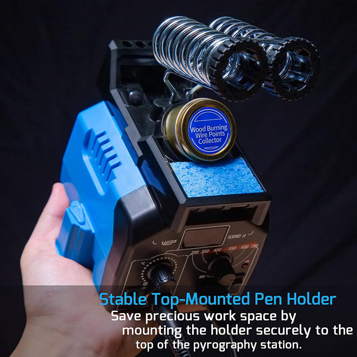 WEP 939D-II 2-IN-1 Wood Burning Kit 86-IN-1 with 51 Solid Points and 20 Wire Nibs Wood Burner with 2 Letter Number Stencils, 2 Unfinished Wood, 1 Pen WEP