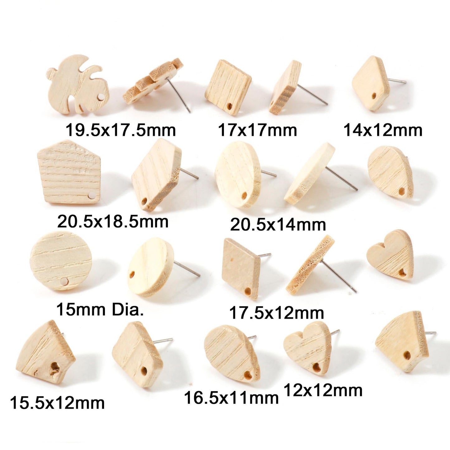 DoreenBeads 15 Pairs Ash Wood Stud Earrings Findings,White Circle Wooden Earring Posts with Earring Backs for Jewelry Making DIY Earring Making - WoodArtSupply