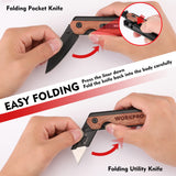 WORKPRO 2-in-1 Folding Knife/Utility Knife, Quick-Change Box Cutter with Belt Clip and Liner Lock, Extra 10 SK5 Blades Included WORKPRO