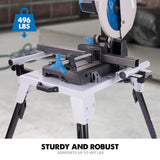 Evolution Power Tools 005-0002 Chop Saw Stand with Universal Fitting, Height Adjustable, 3M Extendable Arms & Supports Upto 225KG,Black/ Silver Evolution
