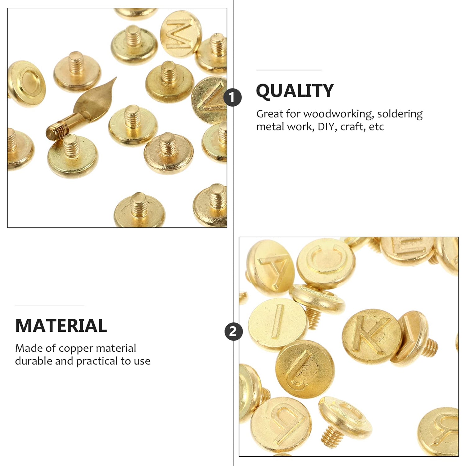 Versatile 28-Piece Copper Letter Soldering Iron Set for Wood and Leather Branding Healifty