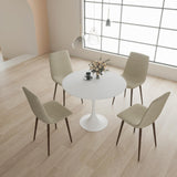 Walnut Round Tulip Dining Table for 2-4 People - Modern Mid-Century Design with Sturdy MDF Top and Pedestal Base YESGIGA