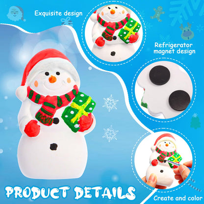 Soaoo 24 Pcs Christmas DIY Painting Kit, Unpainted Ceramic Crafts Kits for Kids, Design and Paint Your Own Xmas Tree Snowman Statues with 50 Magnets - WoodArtSupply