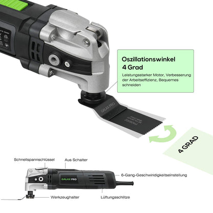 GALAX PRO 3.5A 6 Variable Speed Oscillating Multi Tool Kit with Quick Clamp System Change and 30pcs Accessories, Oscillating Angle:4° for Cutting, - WoodArtSupply