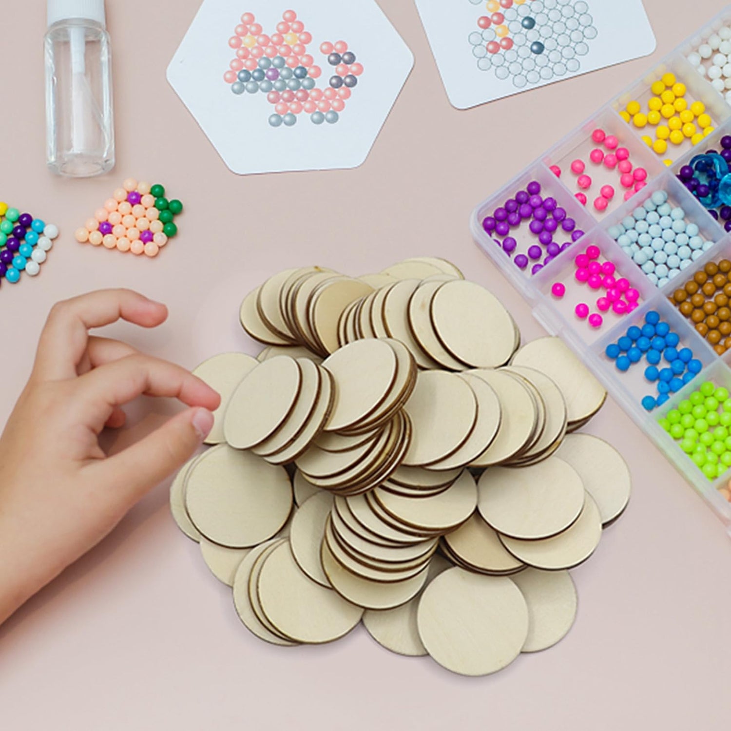 Jyongmer 100 Pieces Unfinished Wood Circle - 1.5 inch Round Disc Blank Natural Wooden Cutout Ornaments for Decoration DIY Craft Art Supplies, 0.11 Jyongmer