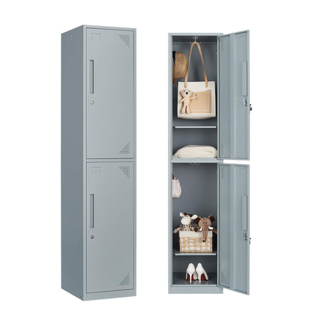 LISSIMO Metal Locker for Employees,Lockable Storage Cabinet with 2 Doors and Hooks,71 Inch Steel Storage Locker for Home Gym Office School LISSIMO