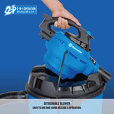 Vacmaster VBV1210, 12-Gallon* 5 Peak HP** Wet/Dry Shop Vacuum with Detachable Blower, Blue Vacmaster