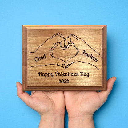 Personalized Wood Plaque with Heart Valentines Day - Wood Plaque Gift for Him Her Couple - WoodArtSupply