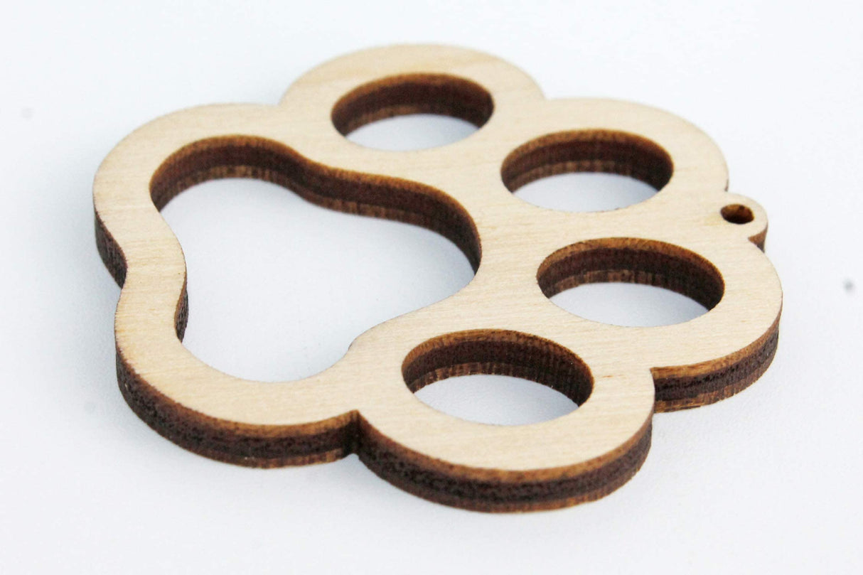 ALL SIZES BULK (12pc to 100pc) Unfinished Wood Wooden Laser Cutout Puppy Dog Paw Prints Dangle Earring Jewelry Blanks Charms Shape Crafts Made in Texan Wood Crafts
