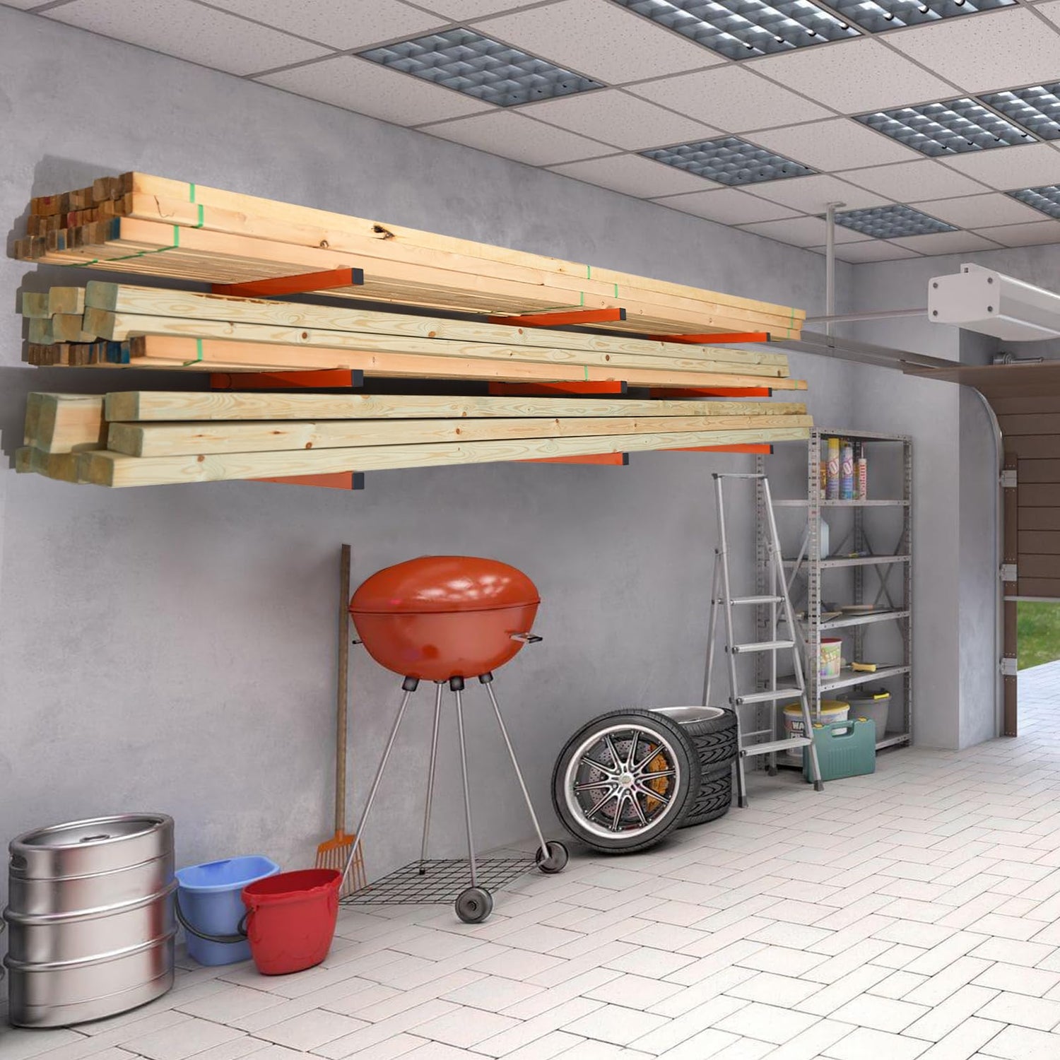 Ultrawall Wall Mount Wood Organizer and Lumber Storage Metal Rack with 3-Level (3 Pack) Ultrawall