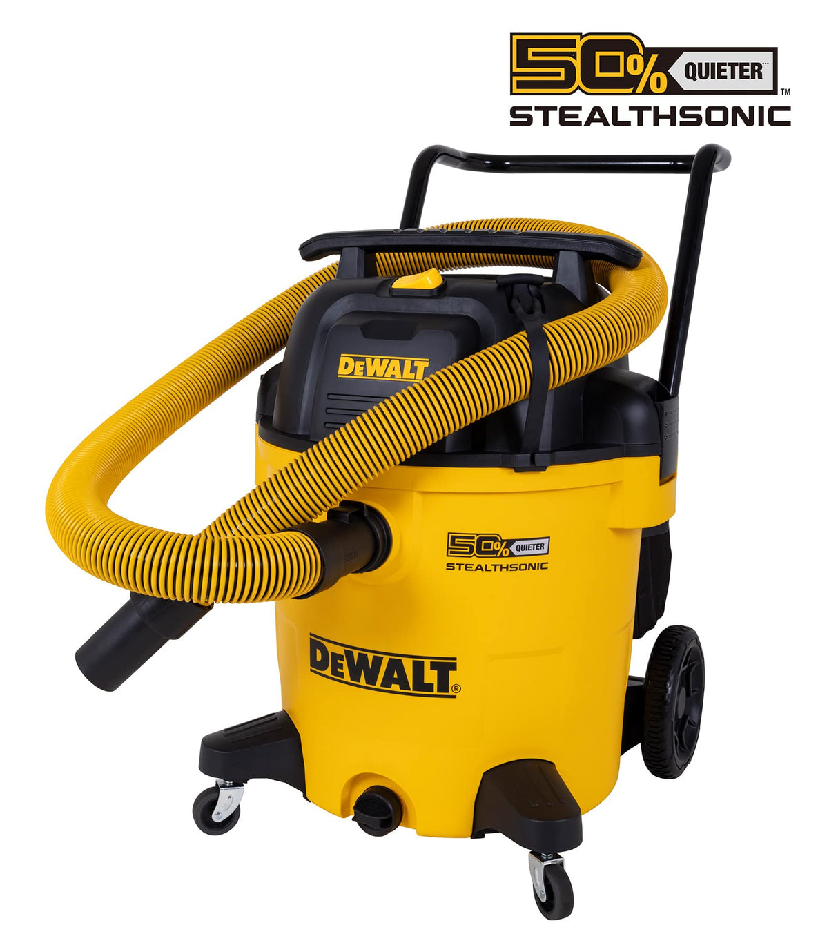 DEWALT 16 Gallon STEALTHSONIC Poly Wet/Dry Vacuum, DXV16P-QTA Noise Reduction Heavy Duty Shop Vacuum for Jobsite/Workshop, Reduce Motor Noise, Yellow DEWALT
