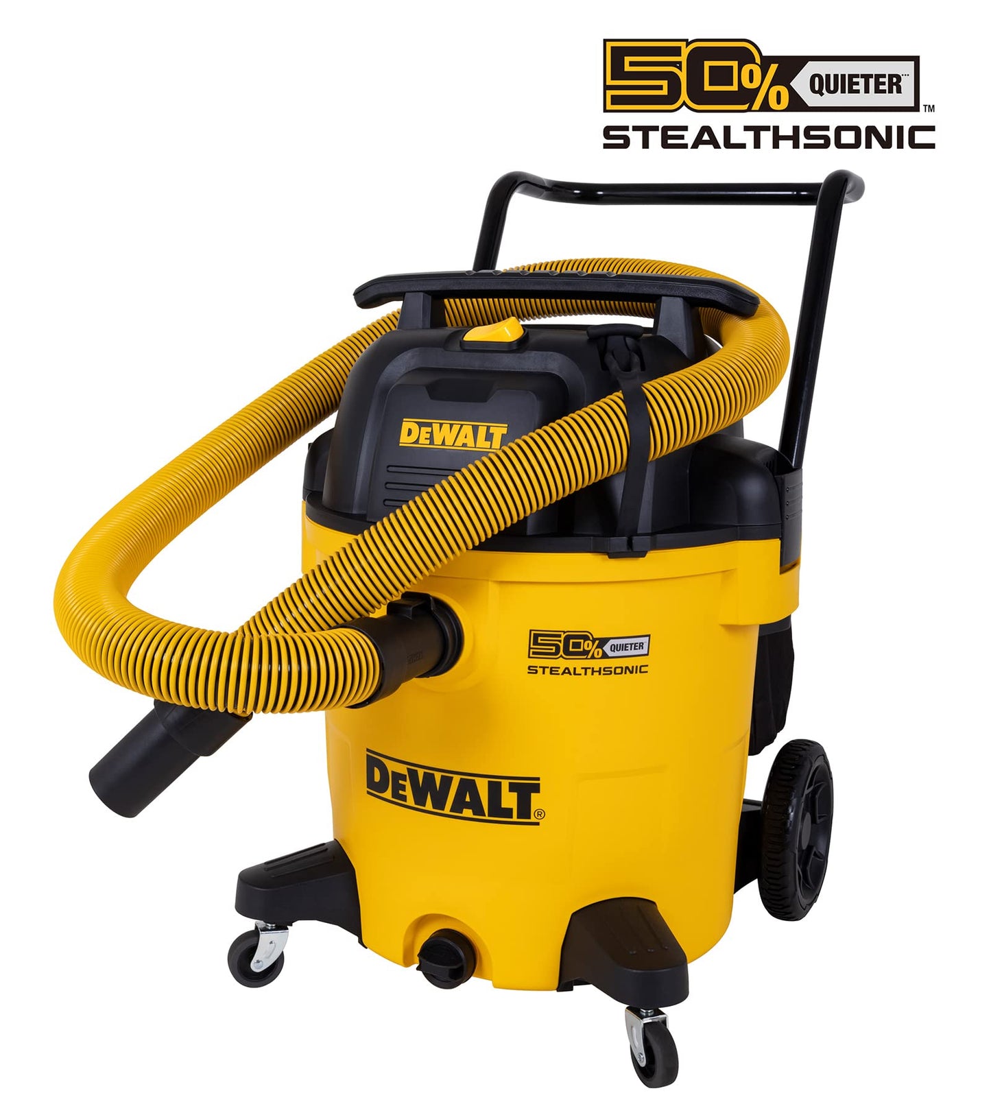 DEWALT 16 Gallon STEALTHSONIC Poly Wet/Dry Vacuum, DXV16P-QTA Noise Reduction Heavy Duty Shop Vacuum for Jobsite/Workshop, Reduce Motor Noise, Yellow - WoodArtSupply