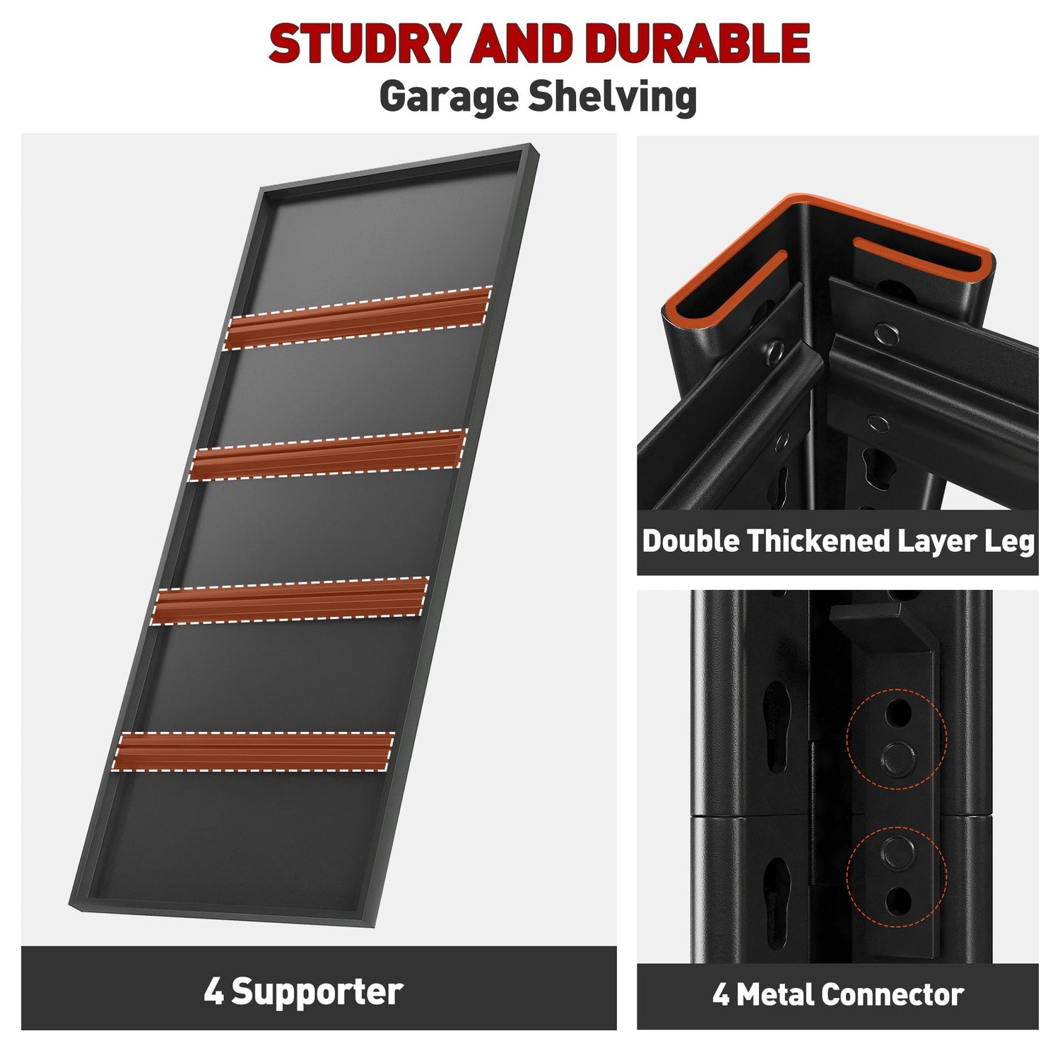 Raybee 40" Wide Storage Shelves Garage Shelving, 2 Pack, Heavy Duty Shelving, Adjustable 4 Tier Metal Shelves for Warehouse, Pantry, Kitchen 40" W Raybee