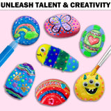 16 Rock Dark Painting Kit - Glow in The Dark - 141 Pcs Arts and Crafts for Kids Ages 4-8+, Art Supplies Set with 16 Paints Craft Kits, Kids DIY Toy SOOVSY