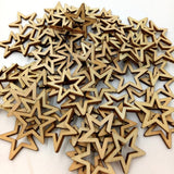 LoveinDIY 50pcs 30mm Unfinished Hollow Stars Wooden Shape Embellishment for LoveinDIY