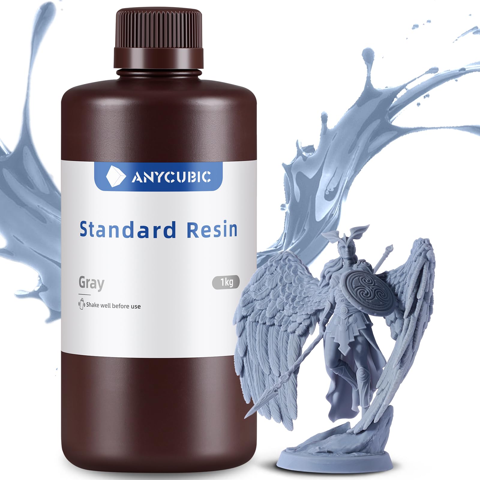 ANYCUBIC 3D Printer Resin, 405nm LCD UV-Curing 3D Resin, High Precision & Rapid Photopolymer Resin for LCD/DLP/SLA Resin 3D Printer (Grey, 1kg) - WoodArtSupply