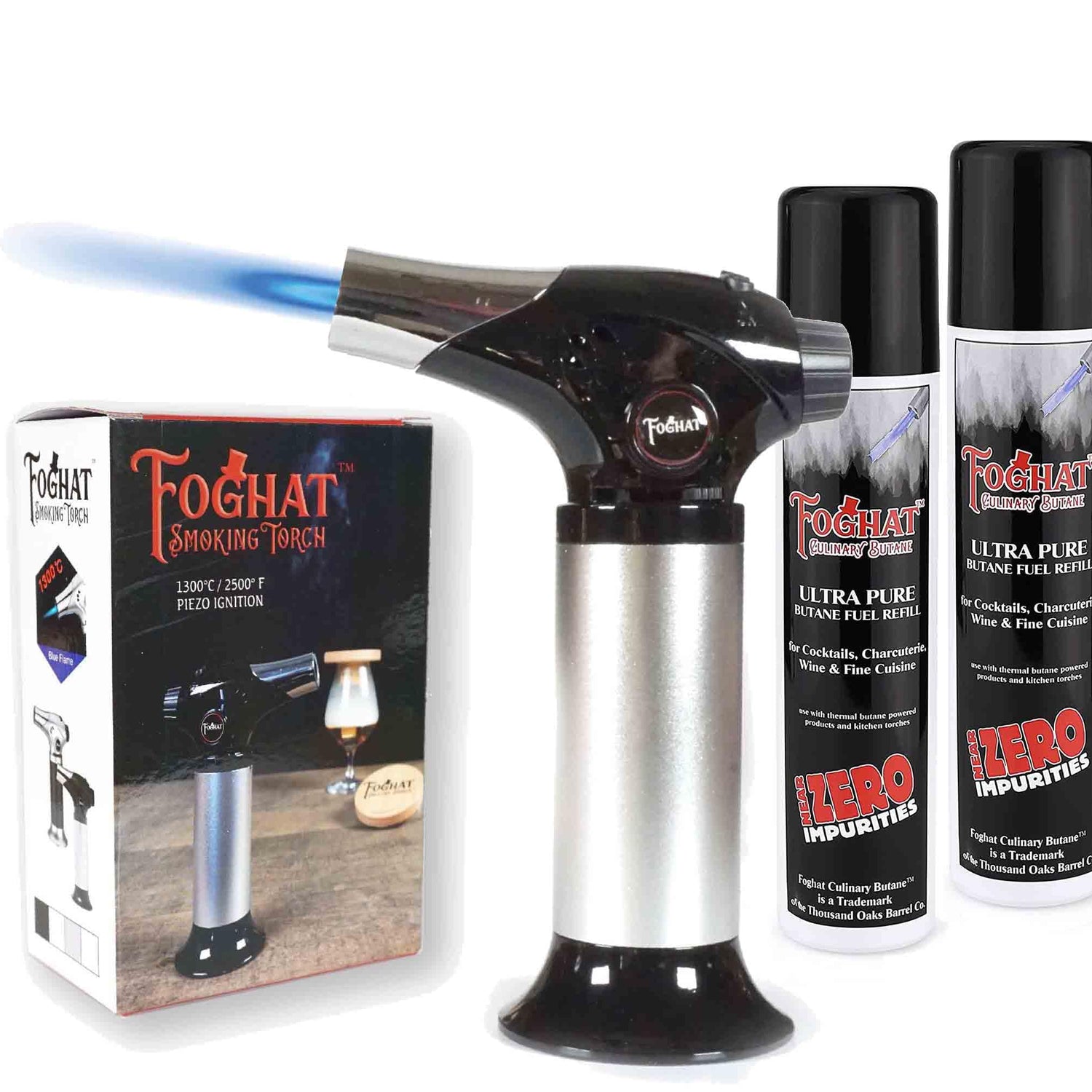 Foghat Cocktail Smoker Torch with Butane (2) for Smoked Cocktails and Cooking - Handheld Refillable Culinary Butane Kitchen Blow Torch Lighter Gun, THOUSAND OAKS BARREL