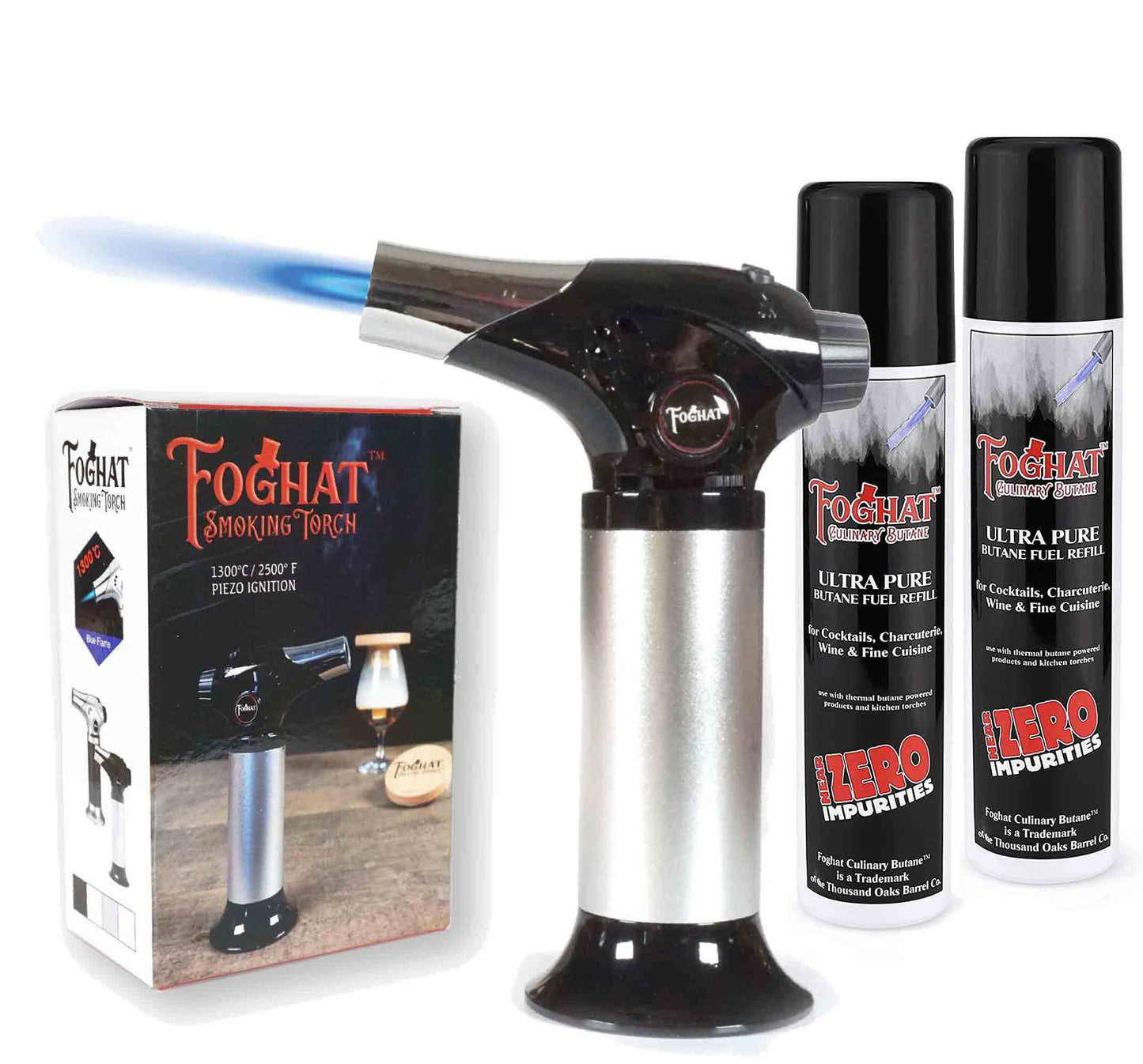 Foghat Cocktail Smoker Torch with Butane (2) for Smoked Cocktails and Cooking - Handheld Refillable Culinary Butane Kitchen Blow Torch Lighter Gun, - WoodArtSupply