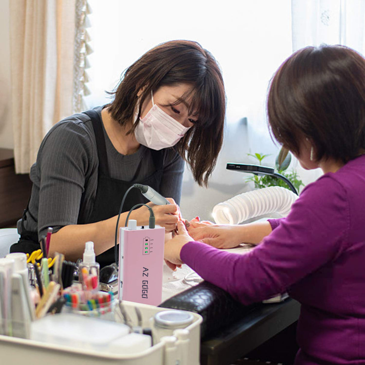 30000RPM Portable Nail Drill Machine, AZ GOGO Professional Rechargeable Electric Efile Nail Drill for Acrylic Nails, Manicure/Pedicure, Polishing, AZ GOGO