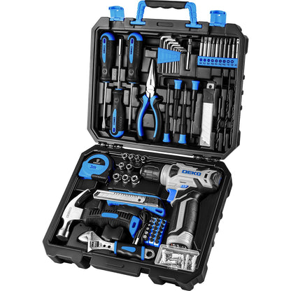 Power Drill Tool Set Kit：DEKOPRO Tools Sets Combo Small Box Set with 8V Cordless Electric Drill Driver for Home Basic Repair, Household Starter Kit,