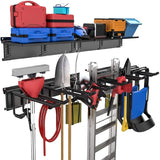 TORACK Garage Storage Organizer Systems, Wall Mount Overhead Shelving, 48 inch Heavy Duty Steel Tool Racks, 6-Pack 12'' Double Hooks, 48 inch by 7 TORACK