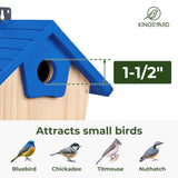 Kingsyard Wooden Bluebird House, Bird House with Predator Guard, Nesting Box Birdhouse for Outside Wild Bird Watching, Royal Blue Kingsyard