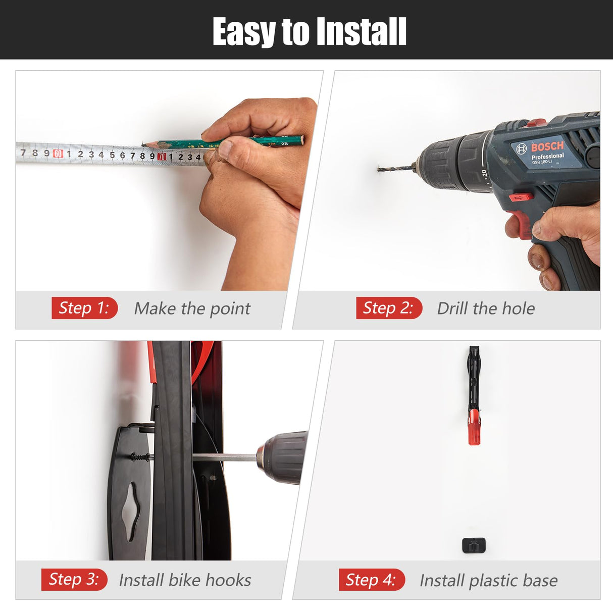 Ultrawall BIKEPAL Swivel Bike Racks, No Lifting Wall Mounted Bike Storage Solution for Home, Garage Bike Hanger, 4 Pack Ultrawall