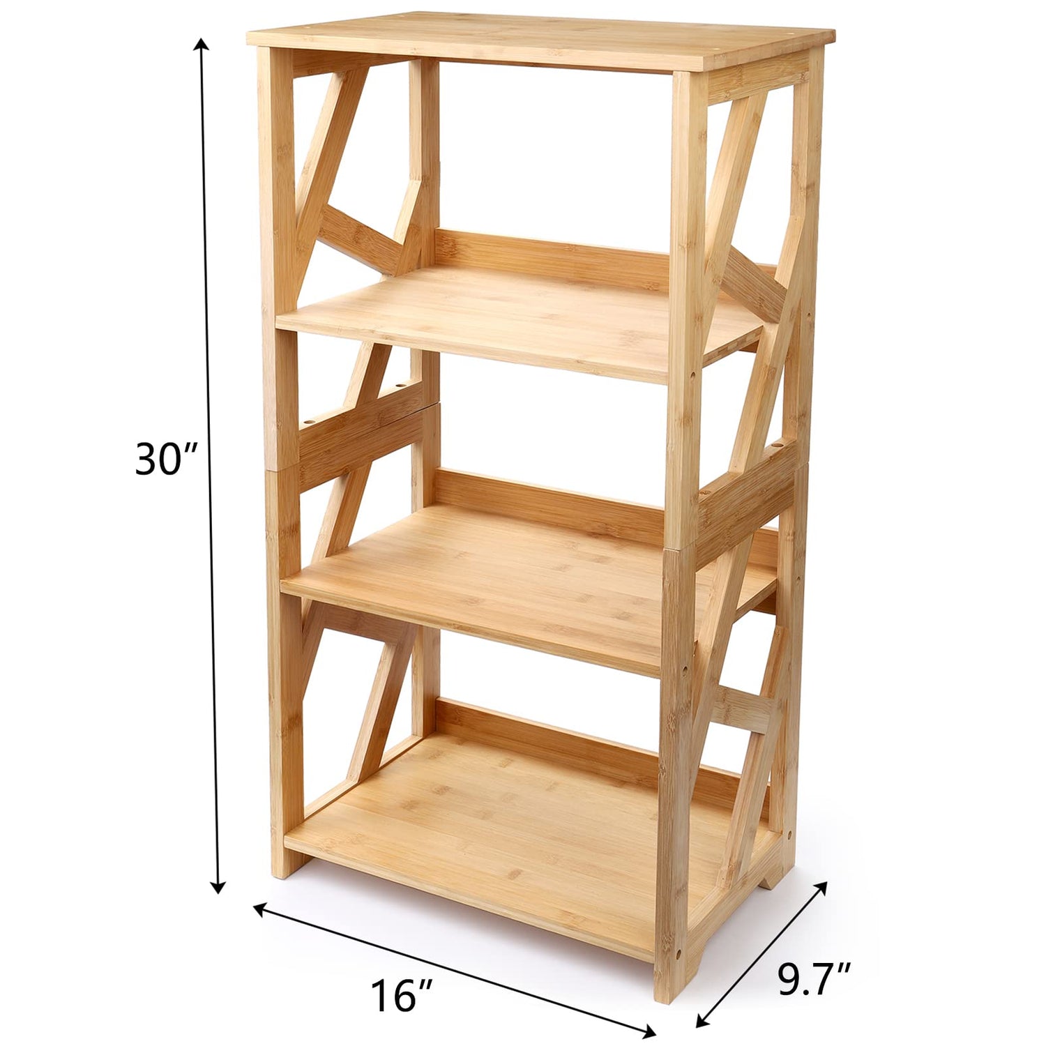 Hedume 3-Tier Bamboo Open Shelf Bookcase - Multipurpose Natural Display Rack Hedume