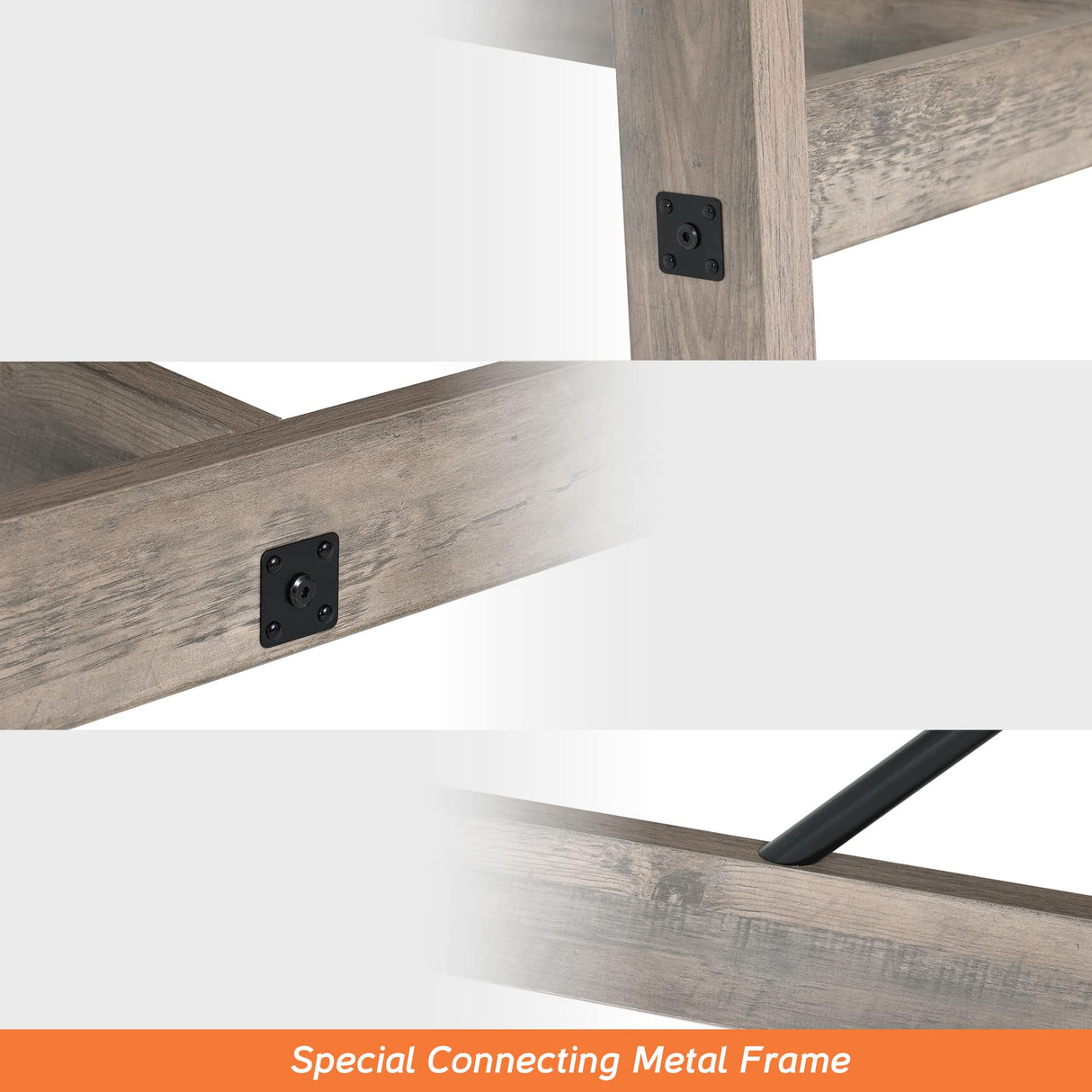 WAMPAT 6 Person Modern Dining Room Table, 67.7 Inch Rectangular Wood Kitchen Table, Rustic Grey WAMPAT