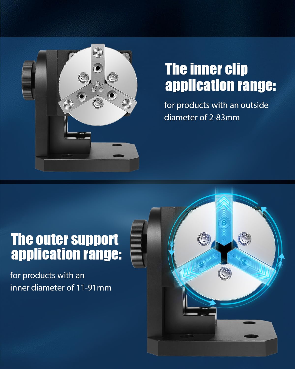 FAHKNS D69 Chuck Rotary Axis, Rotary Chuck for Laser Marking Machine and Fiber Laser Engraver Attachment, Suitable for Rings, Bracelets, Bearings, - WoodArtSupply