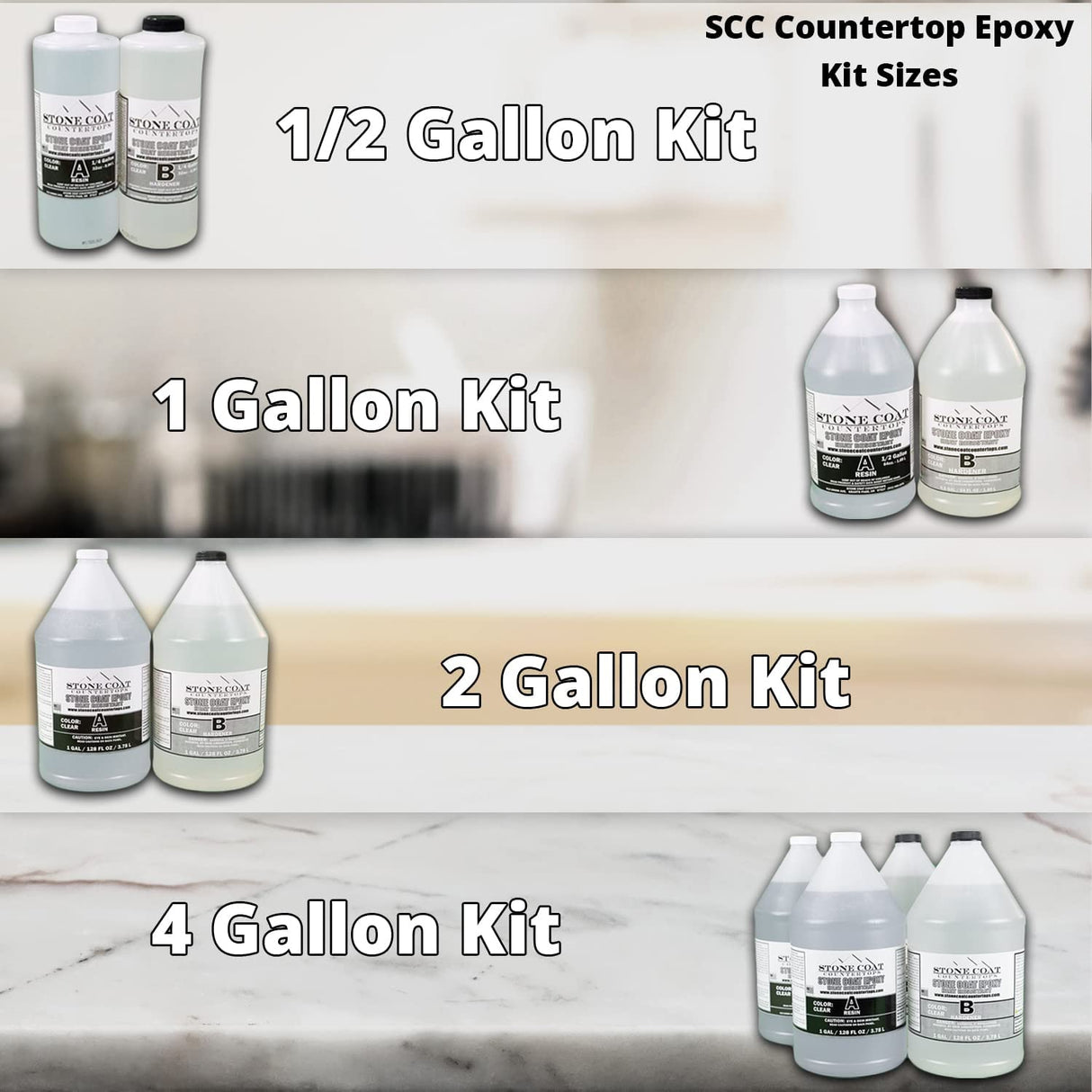 Stone Coat Countertops Epoxy Kit (2 Gal) – DIY Epoxy Resin Kit for Coating Kitchens, Bathrooms, Counters, Tables, Wood Slabs, and More! Heat Stone Coat Countertops