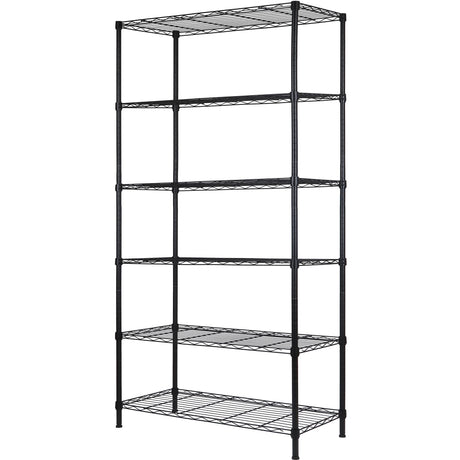 REGILLER 6-Wire Shelving Metal Storage Rack Adjustable Shelves,Standing Storage Shelf Units for Laundry Bathroom Kitchen Pantry Closet (Black,30L x REGILLER
