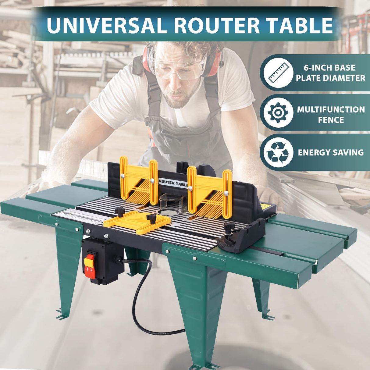 Electric Router Table, Universal Benchtop Router Tables Top with Steel Stand & Adjustable Fence Wood Working Router Table Precise Routing Table Nanberone