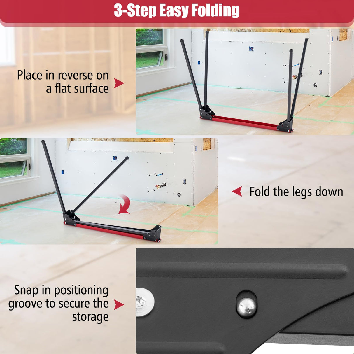 Goplus Saw Horses 2 Pack Folding, Portable Lightweight Work Horse with 2x 4 Slots,2200 LBS Capacity,Non-slipping Pads, Heavy Duty Sawhorse for Goplus