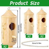 6 Pcs Humming Bird House for Outside Hanging Natural Wooden Hummingbird Nest Swinging Humming Bird Nest with Hemp Ropes for Garden Outdoor Window Qunclay
