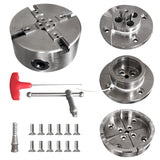 Wood Lathe Chuck Set 1" x 8 tpi， 4 inch 4 jaw self-Centering Woodturning Chuck for Lathe Tenfer