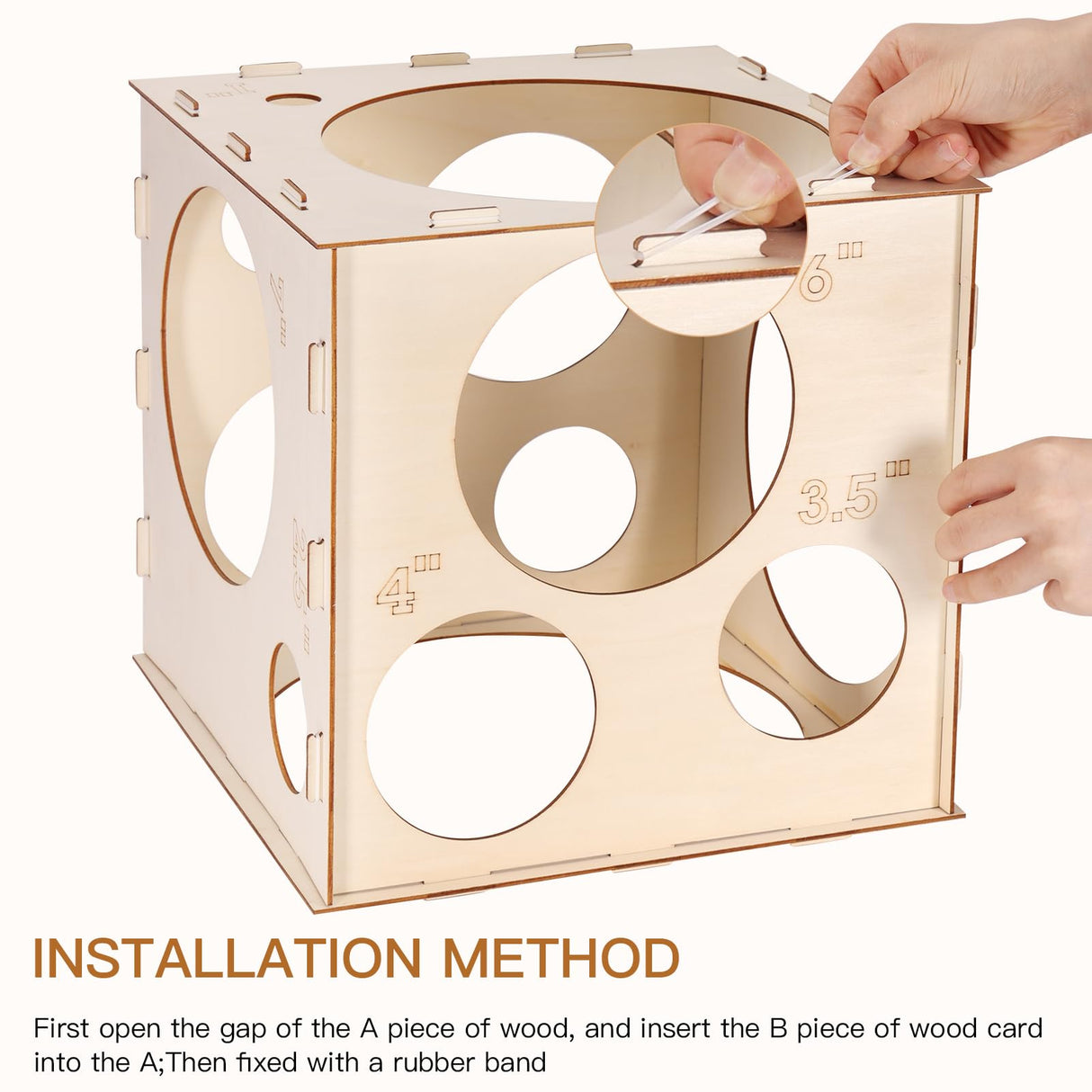 Auihiay 14 Holes Wood Balloon Sizer Box, Collapsible Balloon Measurement Tool with Instructions and Balloon Glue Points, for Balloon Columns, Balloon Auihiay