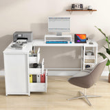 Halitaa 61" L Shaped Computer Desk with Lift Top, Power Outlets, and 3 Drawers Halitaa
