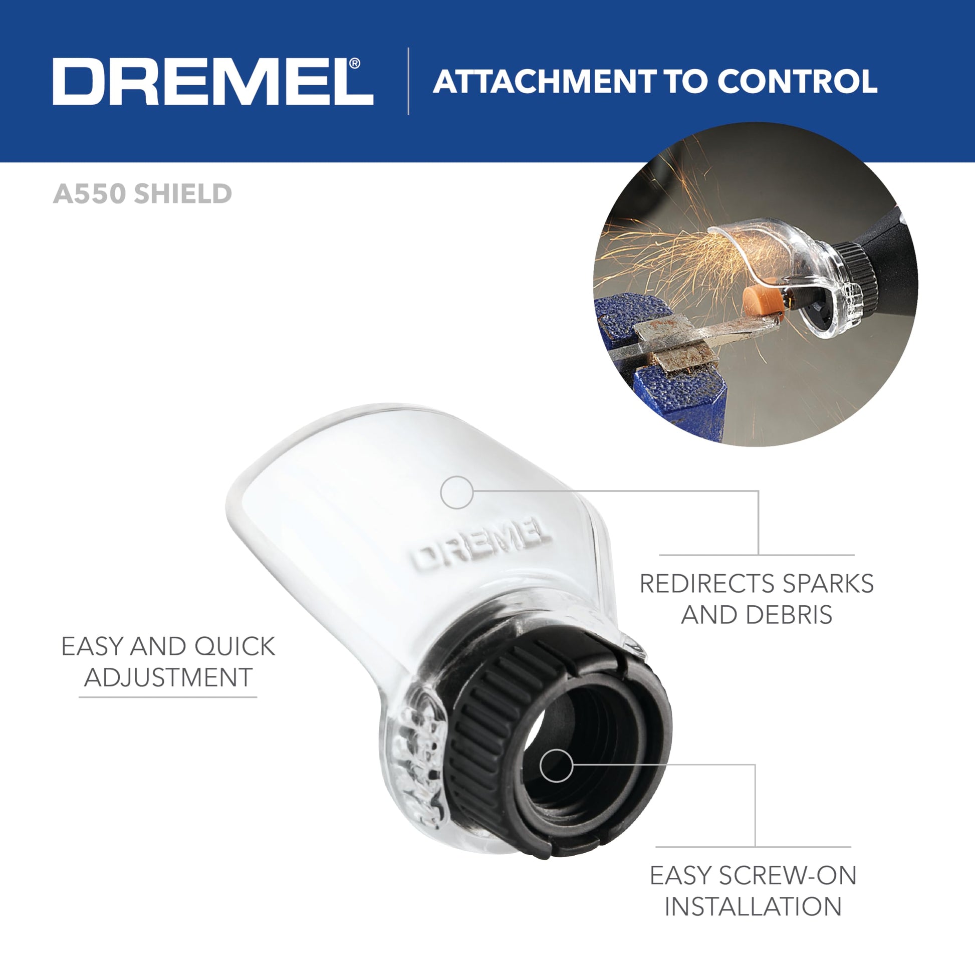 Dremel A550 Rotary Tool Shield Attachment Kit with 4 Accessories - WoodArtSupply