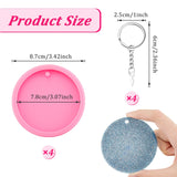 Boao 4 Pieces Resin Round Silicone Keychain Mold Silicone Circle Pendant Clay Mold for DIY Homemade Chocolate Dessert Boao